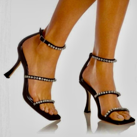 NWT MARC FISHER HEELS BLACK SUEDE WITH FAKE DIAMONDS ALL ACROSS SIZE Womens 7‌‌‍ - Picture 2 of 11